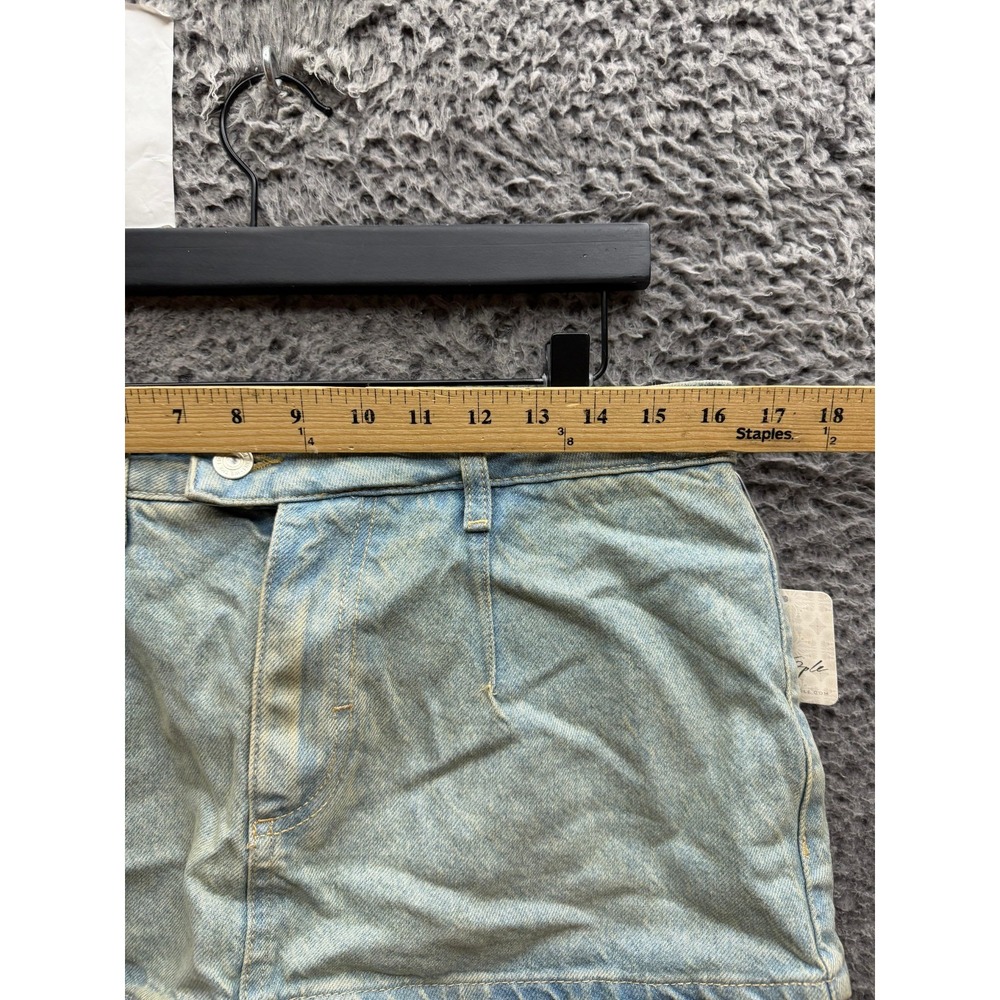 Free People We The Free Galivanting Peekaboo Mini Denim Skort Coco Blue Size 28 - Picture 9 of 11